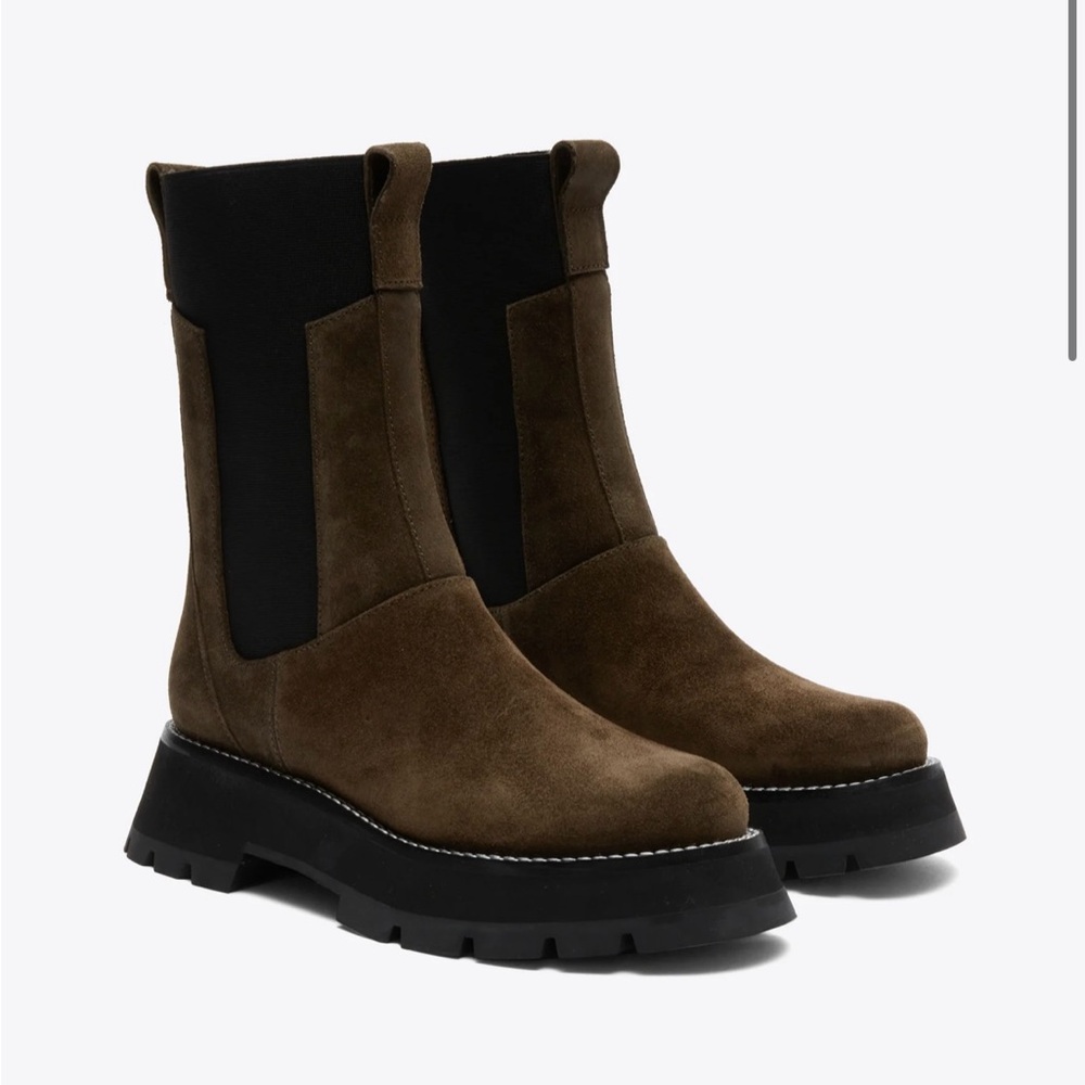 3.1 Phillip Lim Dark Olive Suede Boots- size US6